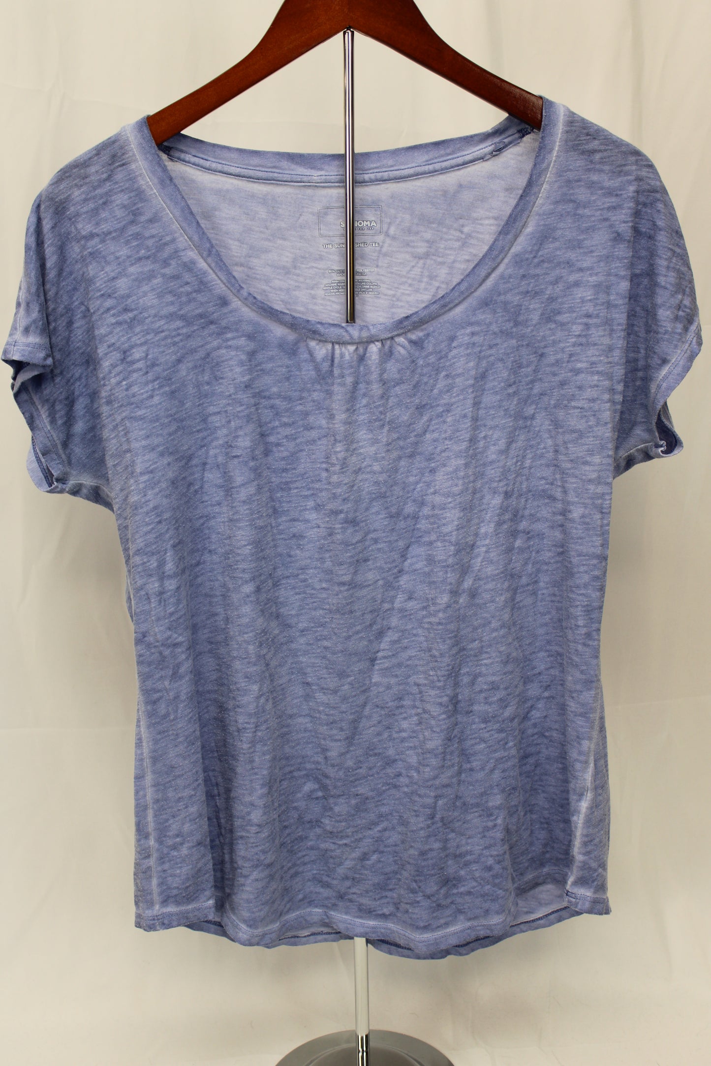 Sonoma Sun Washed Short Sleeve Shirt, Blue, Women’s M