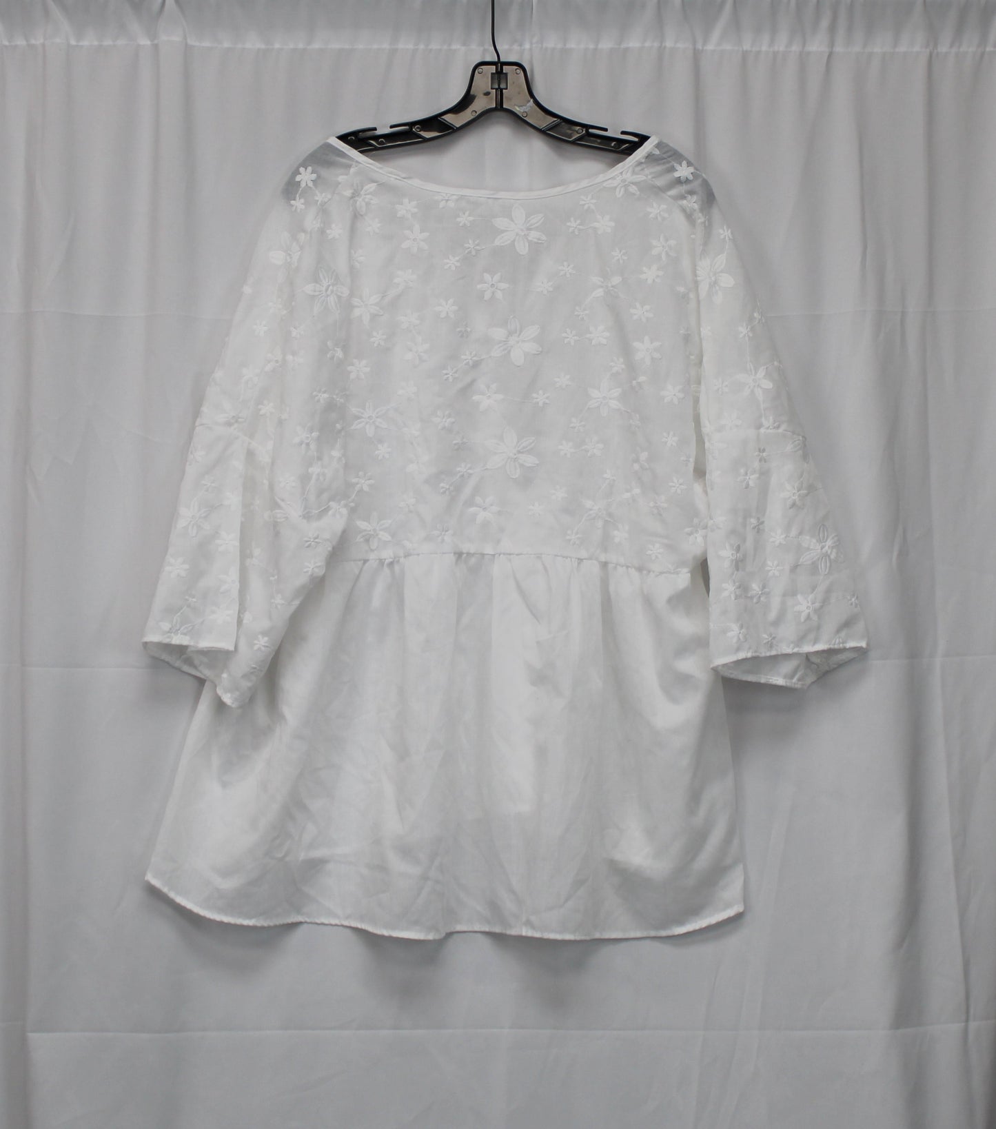 SHIEN Quarter Length Sleeve Flowy Blouse, White, Women’s XXXXL