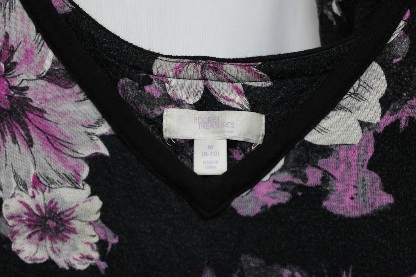 Secret Treasures Floral Pajama Set, Black/Purple, Women’s M