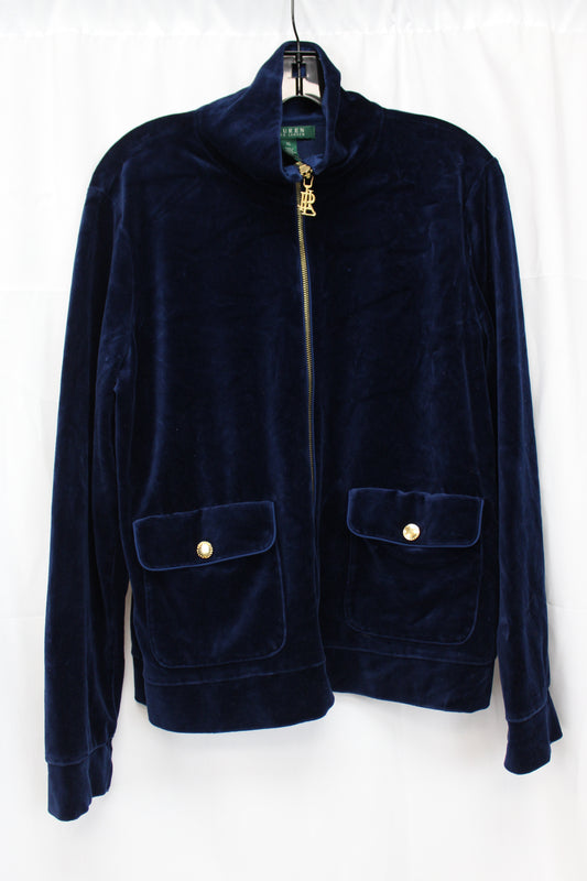 Ralph Lauren Velvet Zip Up Jacket, Blue, Women’s XL