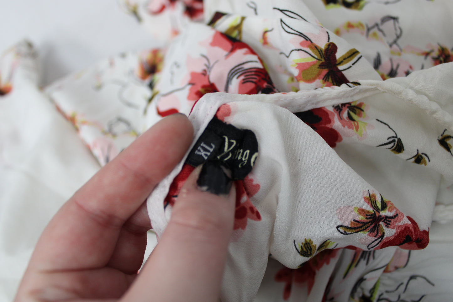 Ying Cai Long Sleeve Floral Dress, White, Women’s XL