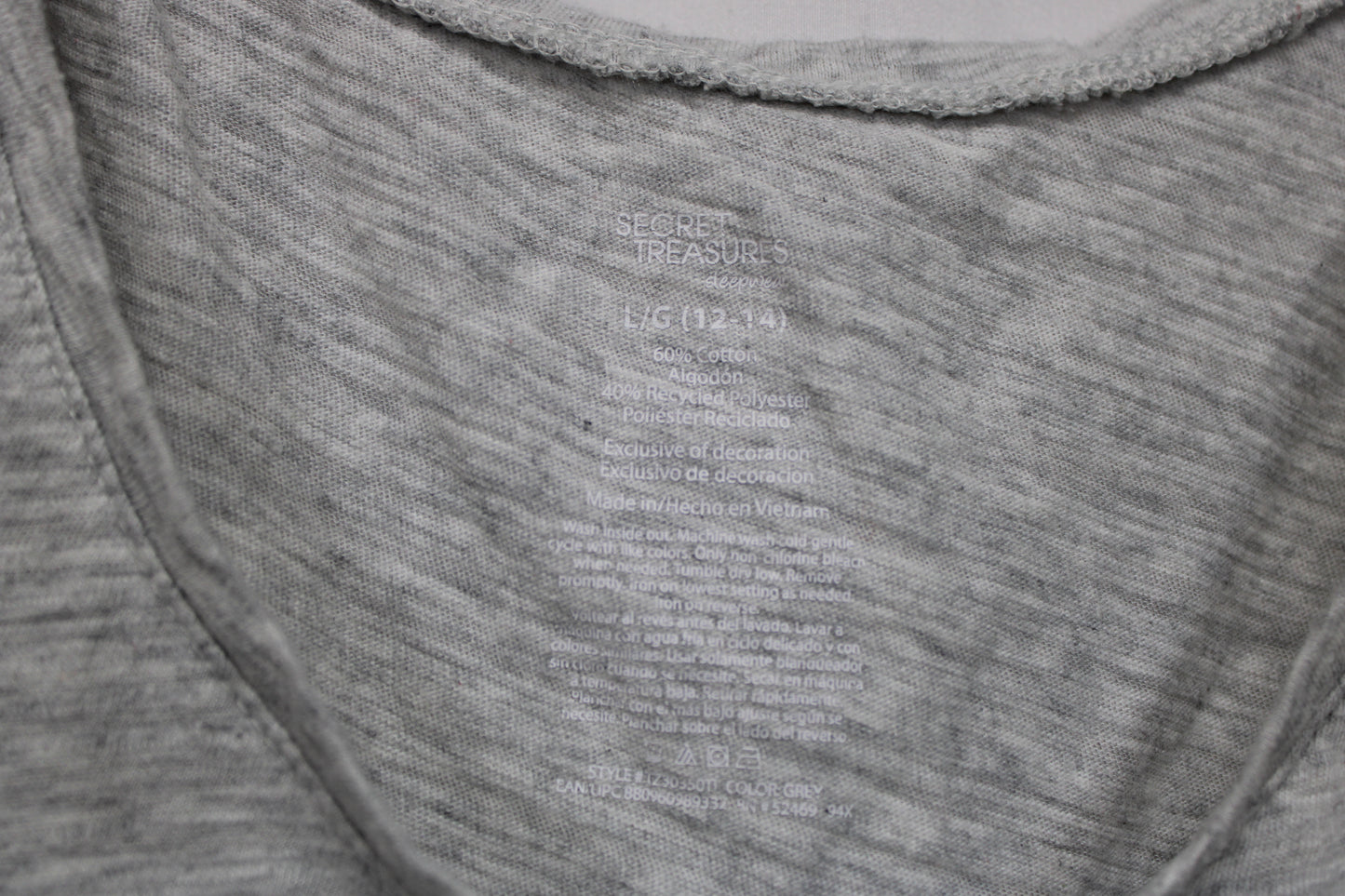 Secret Treasures Wake Me Up in Paradise Tank Top, Gray, Women’s L
