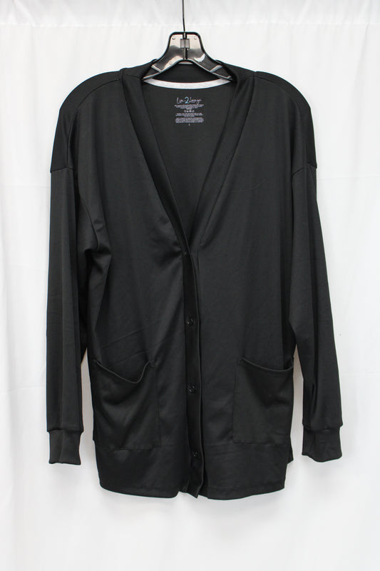 Live2Lounge Long Sleeve Button Up Pajama Top, Black, Women’s L