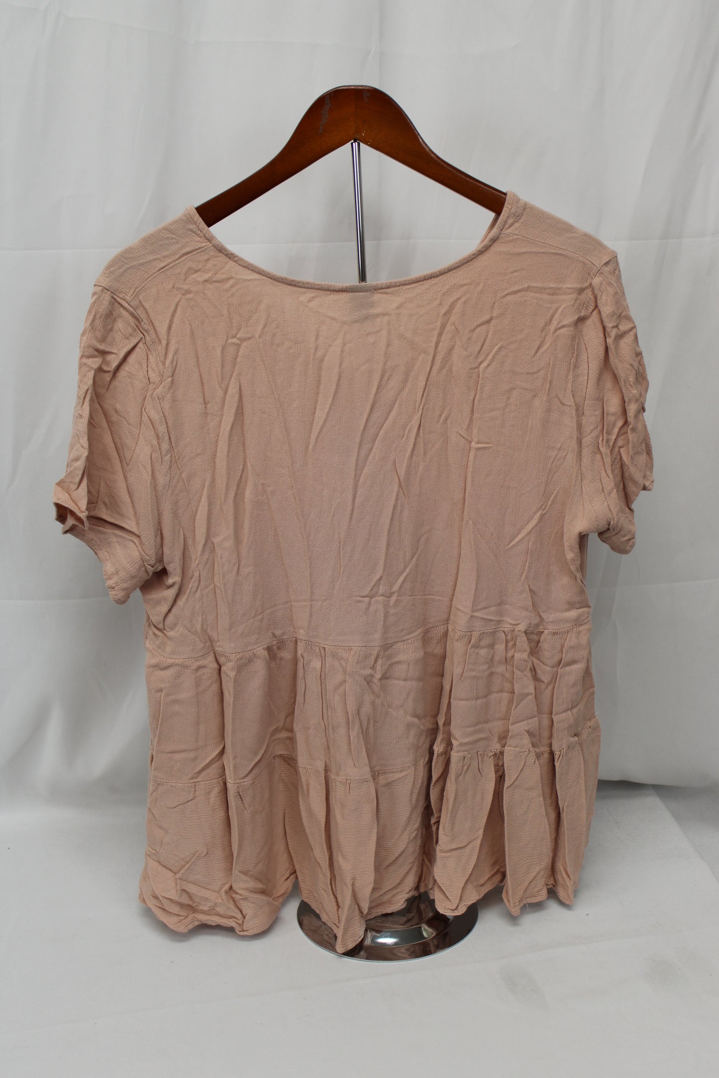 SHIEN Short Sleeve Buttoned Blouse, Pink, Women’s XXL