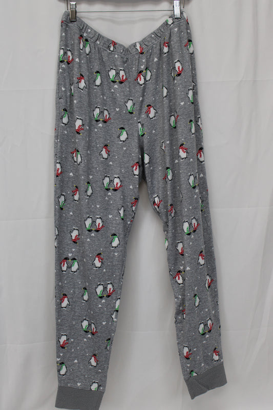 Joyspun Penguin Pajama Pants, Gray, Women’s L 12/14