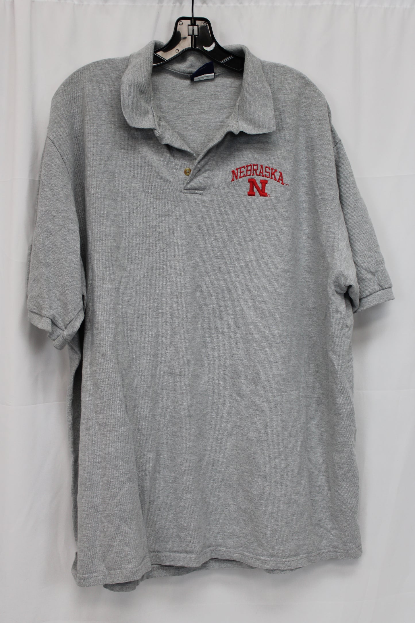 AS Sports Nebraska Short Sleeve Polo, Gray, Men’s XXL