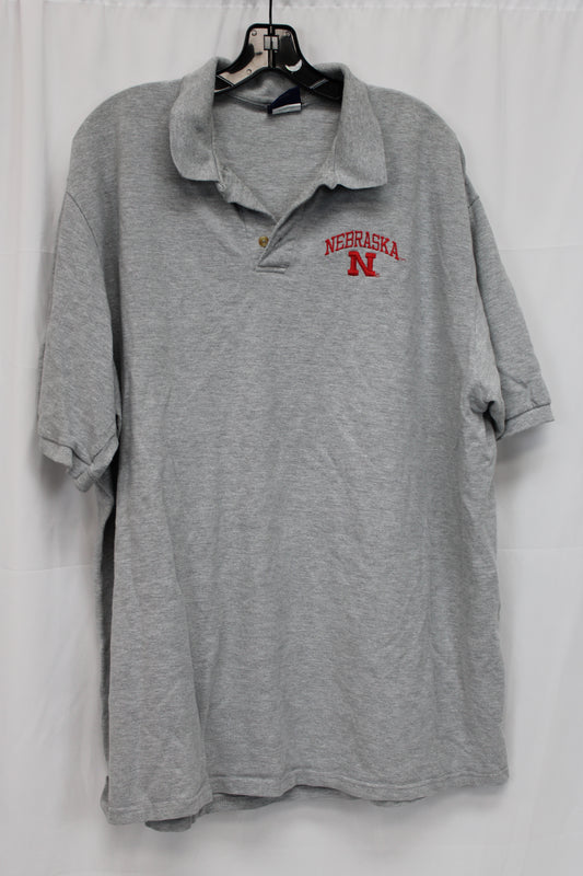 AS Sports Nebraska Short Sleeve Polo, Gray, Men’s XXL