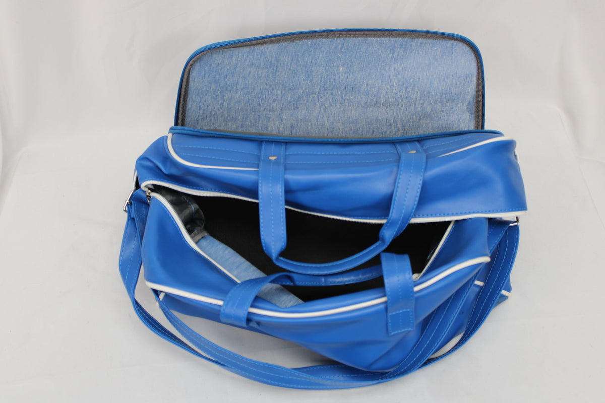 Gemline 1970s Vintage Leather Travel Duffle Bag, Blue