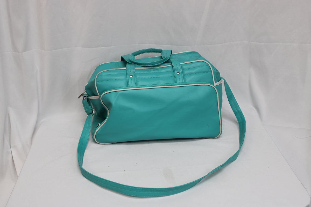 Gemline 1970s Vintage Leather Travel Duffle Bag, Blue