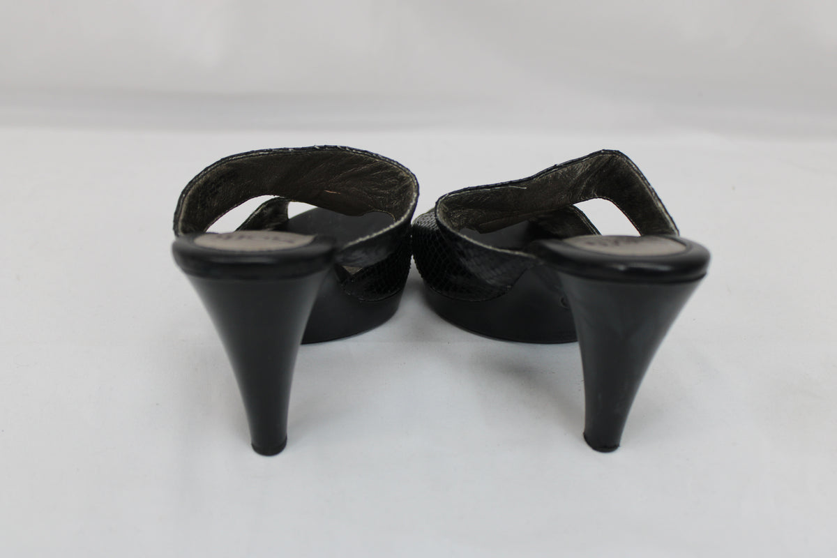 Sofft Leather Open Toe Heels, Black, Women’s 9