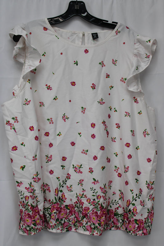 SHIEN Floral Blouse, White/Pink, Woemn’s XXL