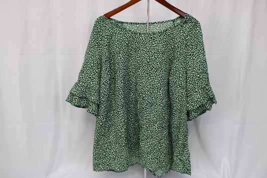 SHEIN Leopard Print Blouse, Green, Women’s XXXL