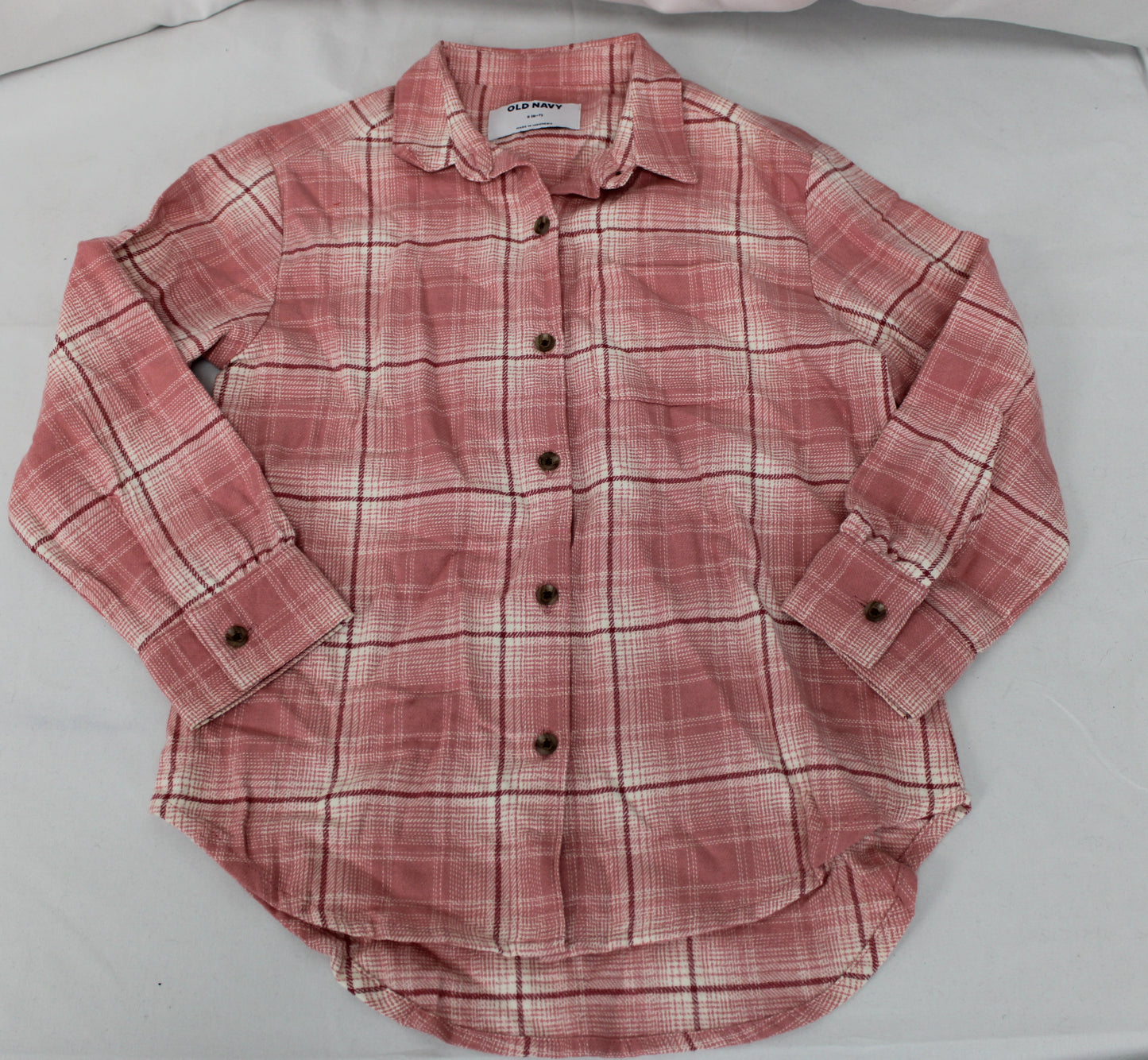 Old Navy Plaid Flannel, Pink, Girls S (6/7)