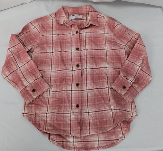 Old Navy Plaid Flannel, Pink, Girls S (6/7)