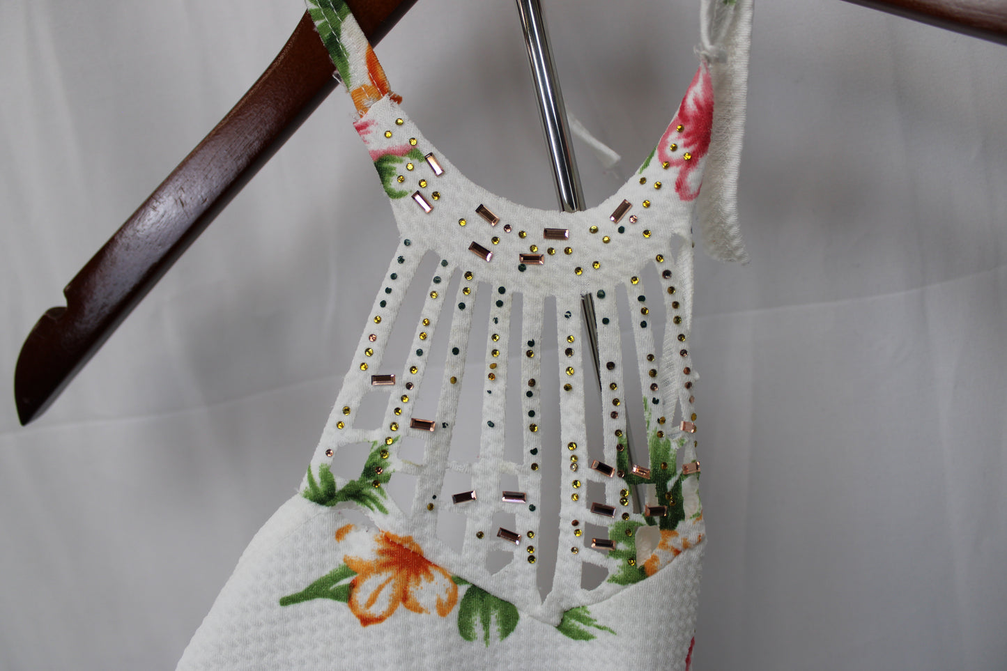 Floral Halter Top Romper, White, 1T