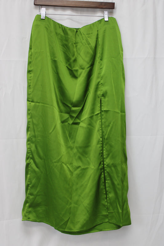 A New Day Long Satin Skirt, Green, Women’s L