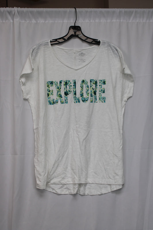 St. John’s Bay Short Sleeve Explore Shirt, White, Women’s L