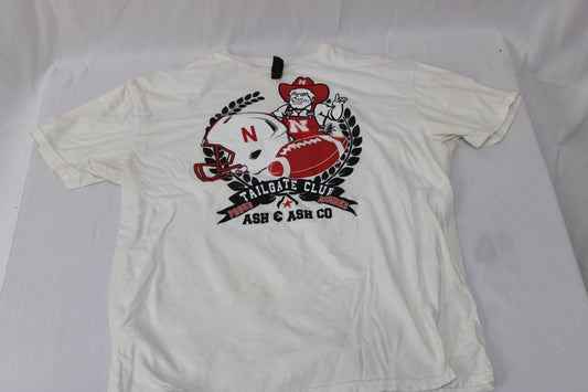Gildan Nebraska Football Tailgate Club Shirt, White, Mens XL