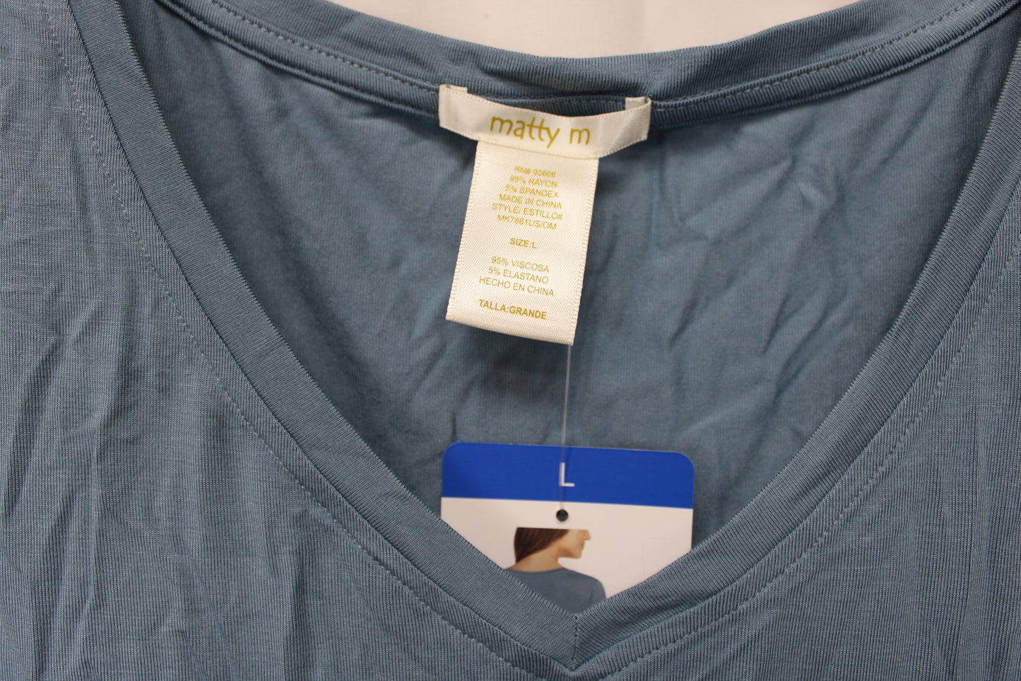 Matty M Everyday Short Sleeve T-Shirt, Blue, Women’s L