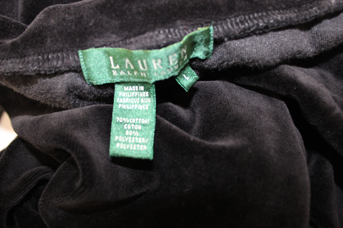 Ralph Lauren Velvet Sweatpants, Black, Women’s L