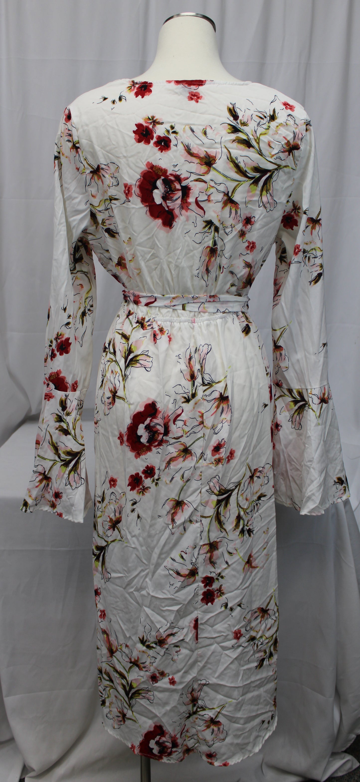 Ying Cai Long Sleeve Floral Dress, White, Women’s XL