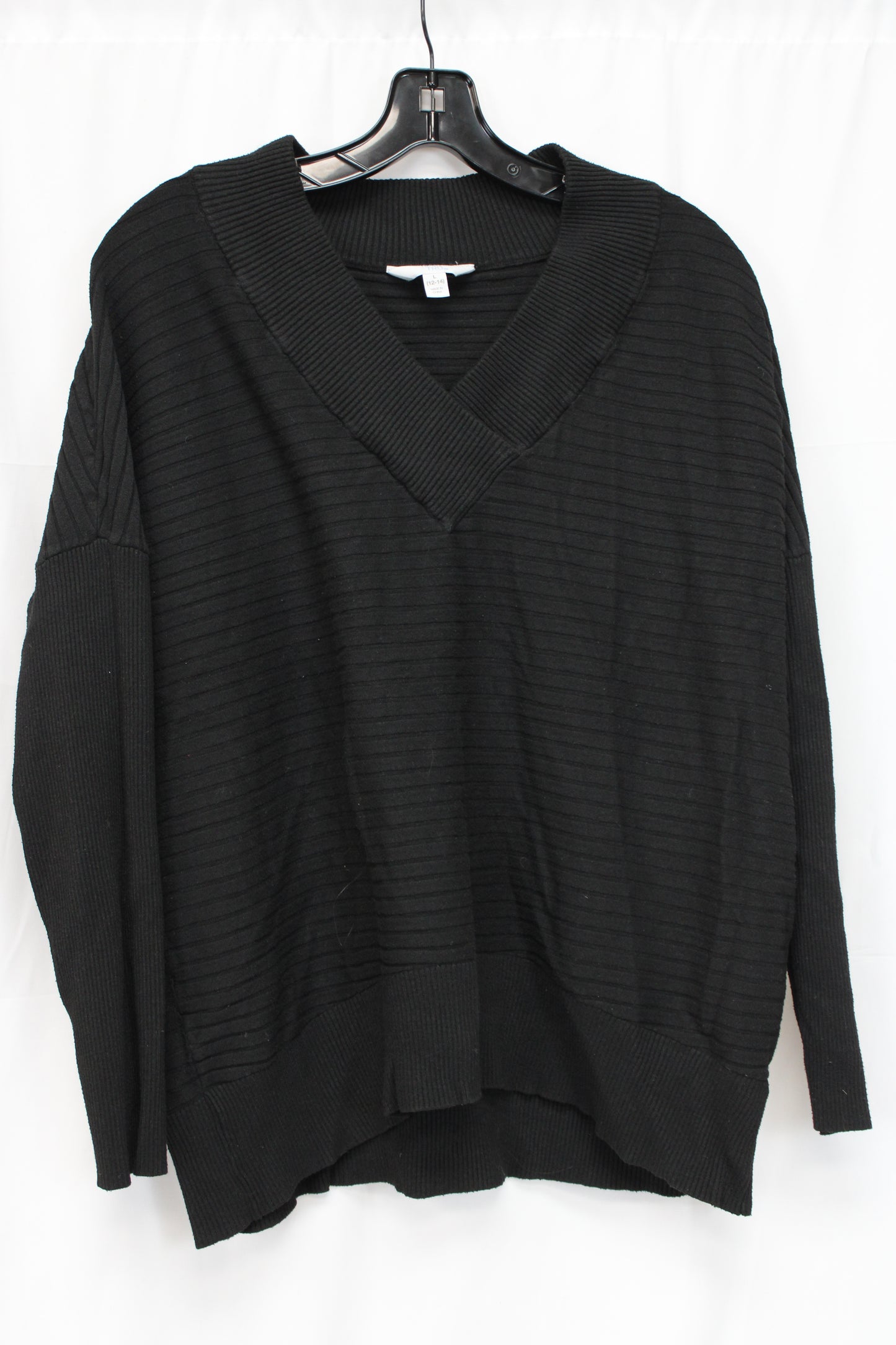 Time & Tru Long Sleeve Sweater, Black, Women’s L