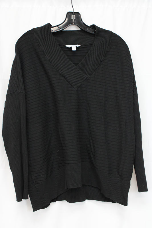 Time & Tru Long Sleeve Sweater, Black, Women’s L