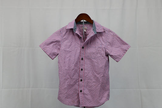Cat And Jack pink stripe button down collared shirt, Youth M