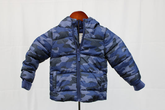 Okie Dokie Fleece Lined Blue Camo Down Coat, 2T
