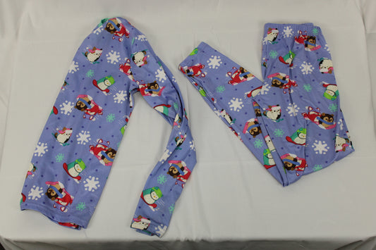 Cuddl Duds 2PC Purple Snowman/Sled Pajama Set, Youth L