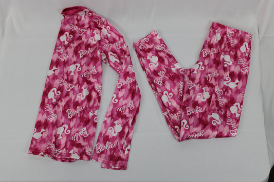 Cuddl Duds Pink Barbie 2PC Pajama Set, Girls Youth L