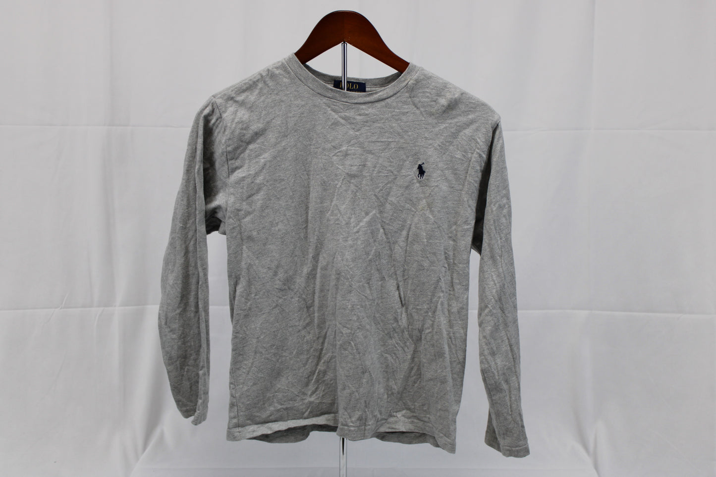 Polo Grey Long Sleeve Shirt, Youth M(10-12)