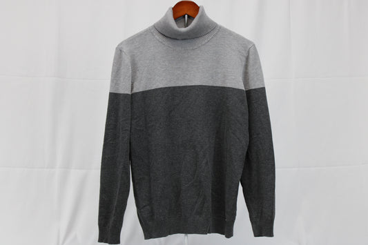 Calvin Klein Light/Dark Grey Turtle neck Long Sleeve Sweatshirt, L