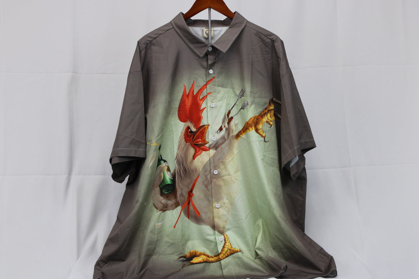 Har Daddy Collared Chicken Imprint Short Sleeve Shirt, 5XL