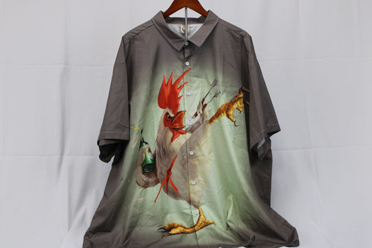 Har Daddy Collared Chicken Imprint Short Sleeve Shirt, 5XL