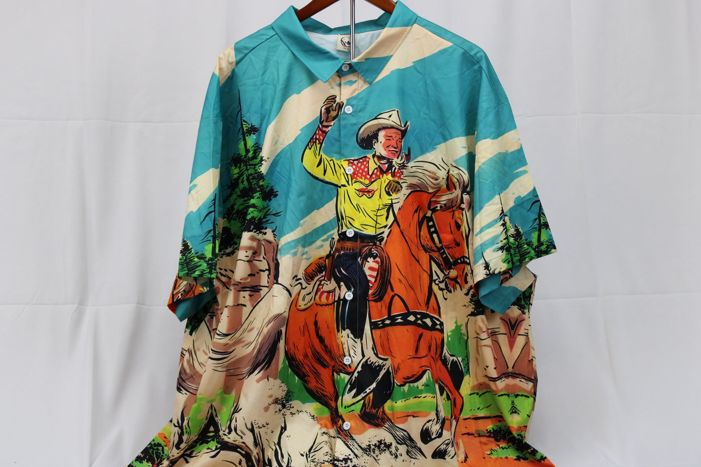 Har Daddy Blue Collared Cowboy Short Sleeve Shirt, 5XL