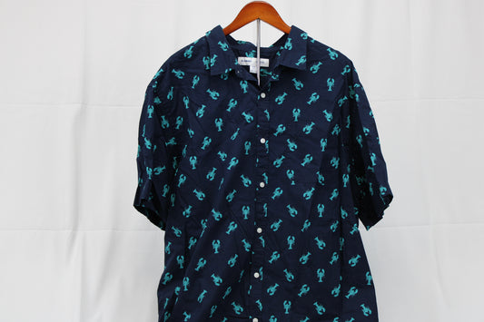 Old Navy Blue Scorpion Collared Short Sleeve Shirt, 3XL Tall