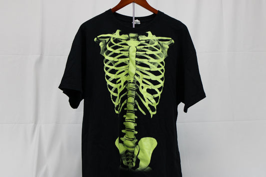 Jerzees Black Skeleton Glow in the Dark Short Sleeve Shirt, 2XL