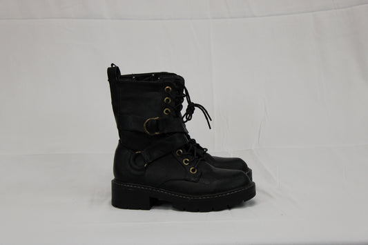 Seven7 Cardi B black combat lace-up boot, Women's 7