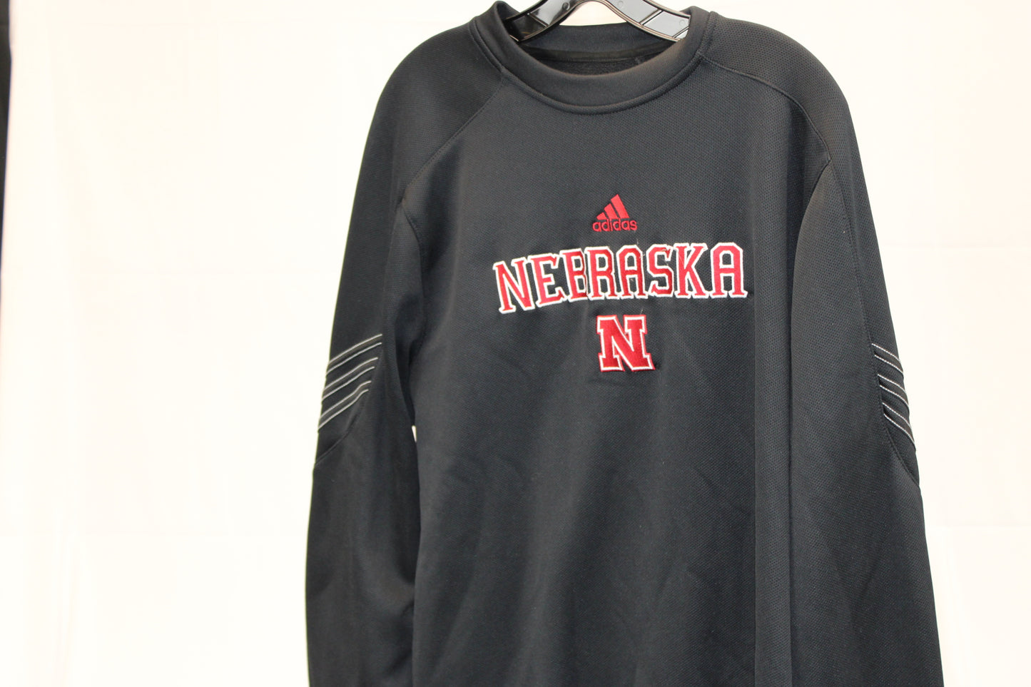 Adidas Climalite Nebraska crewneck sweater, blk/red, Men's Med