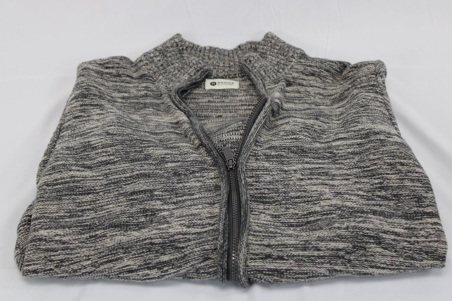 Haggar full zip sweater, taupe, Men's Med