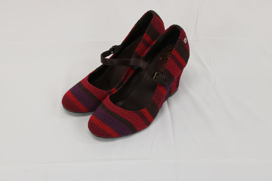 The Sak woven knit wedge heel with buckle, burgundy/purple, Women's 8.5