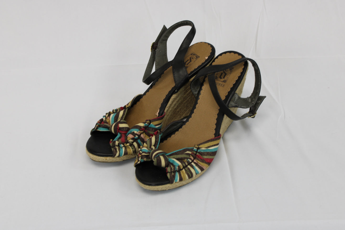 Decree multi-color espadrille peep toe wedge heel, Women's 9