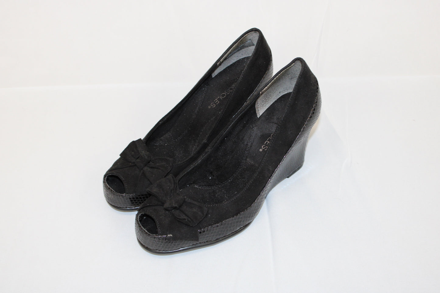 Aerosoles Well Wisher peep toe patent leather wedge heel, Women's 8.5