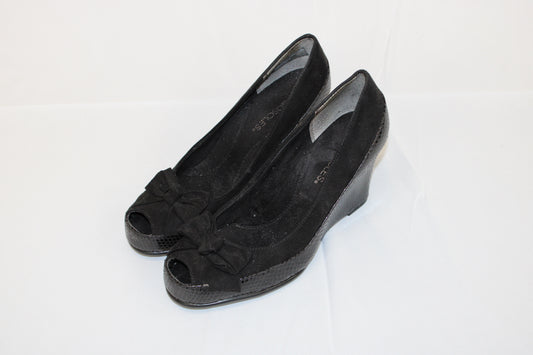 Aerosoles Well Wisher peep toe patent leather wedge heel, Women's 8.5