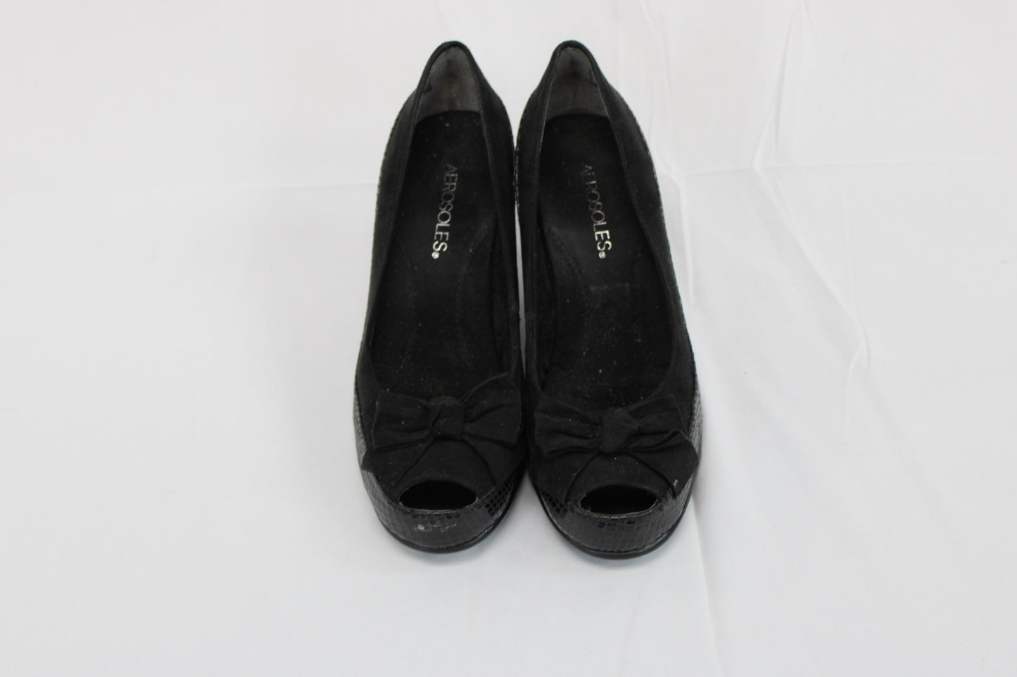 Aerosoles Well Wisher peep toe patent leather wedge heel, Women's 8.5