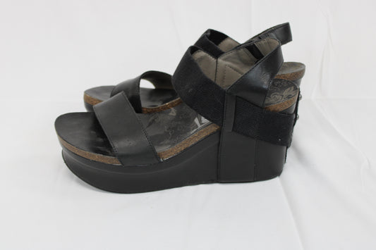 OTBT platform wedge heel, blk leather, Women's 8