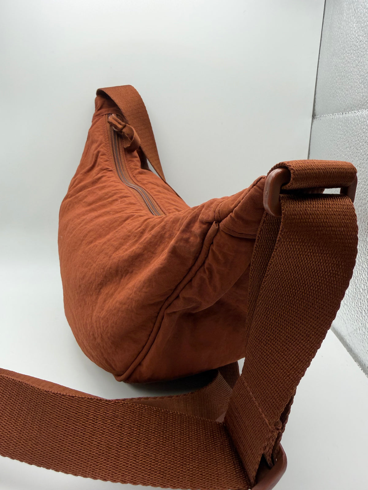 Brown Cresent Shaped Crossbody Bag