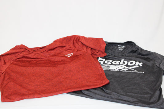 Reebok 2 piece moisture wicking t-shirt bundle, black & red, Boy's L (14/16)