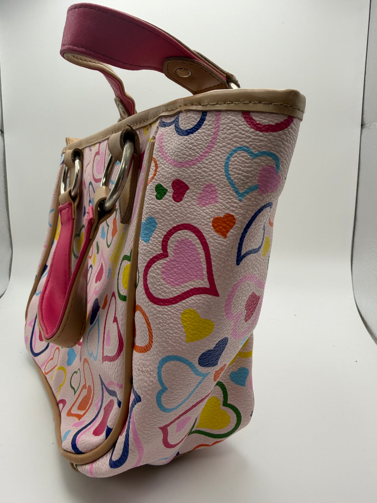 Pink Heart print Handbag